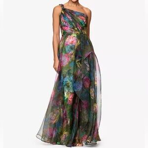 Xscape Multicolor One-Shoulder Gown